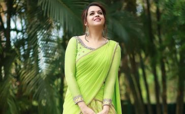 Bhavana Menon Look Beautiful In Lime Green Silk Lehenga With Full Sleeves Blouse & Solid Dupatta