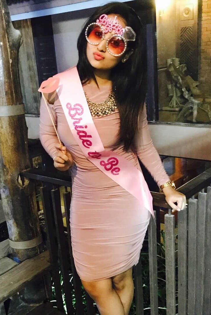 Bride To Be Amulya In Ruched Pink Bodycon Dress