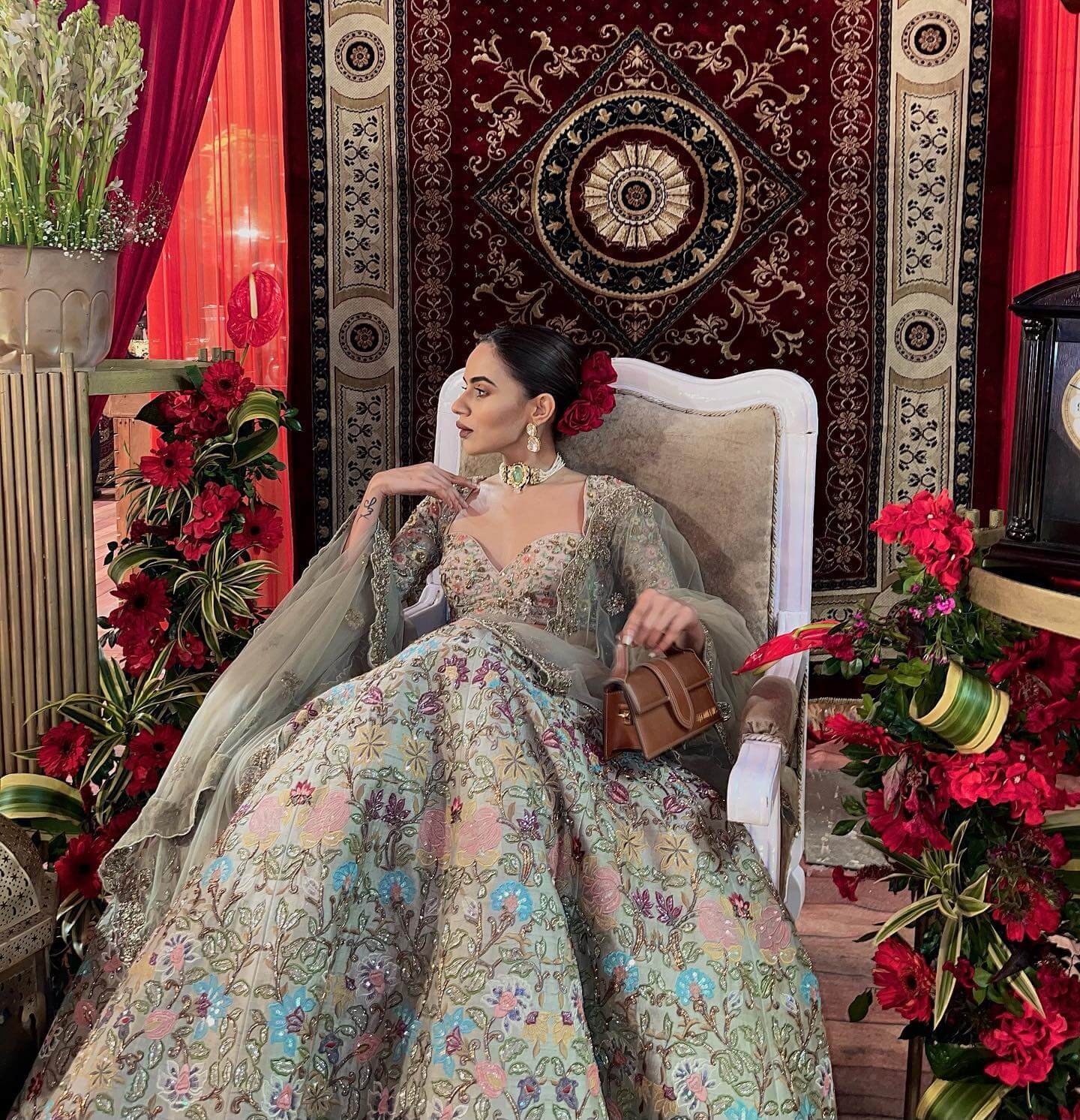 Komal Pandey Gives Princess Vibes In The Spectacular Floral Embroidered Lehenga