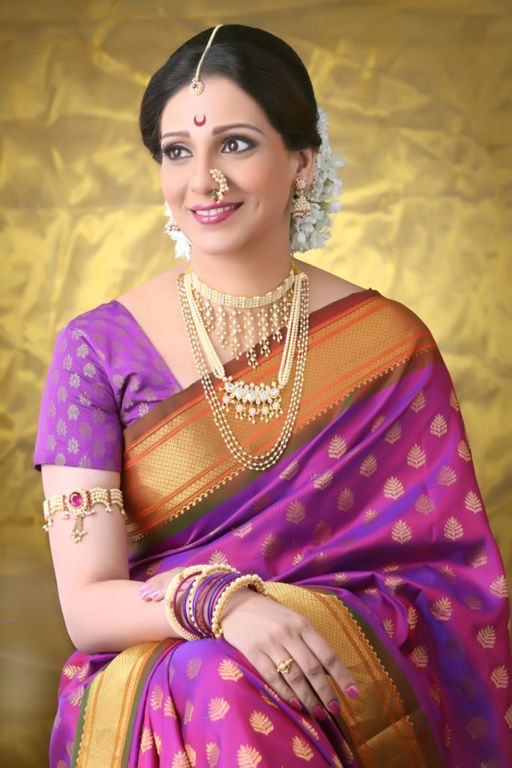 Madhura Velankar Is Looking Beautiful In Marathi Style Purple Saree