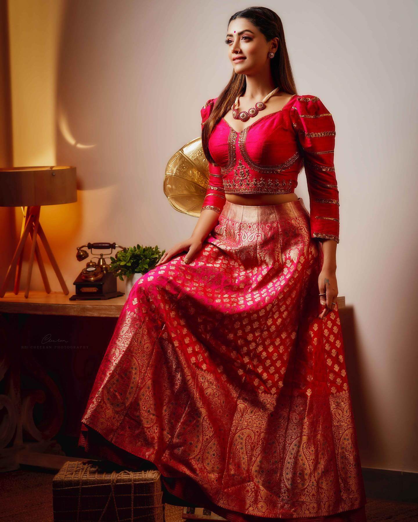 Mamta Mohandas Divine Look In Red Silk Lehenga Set