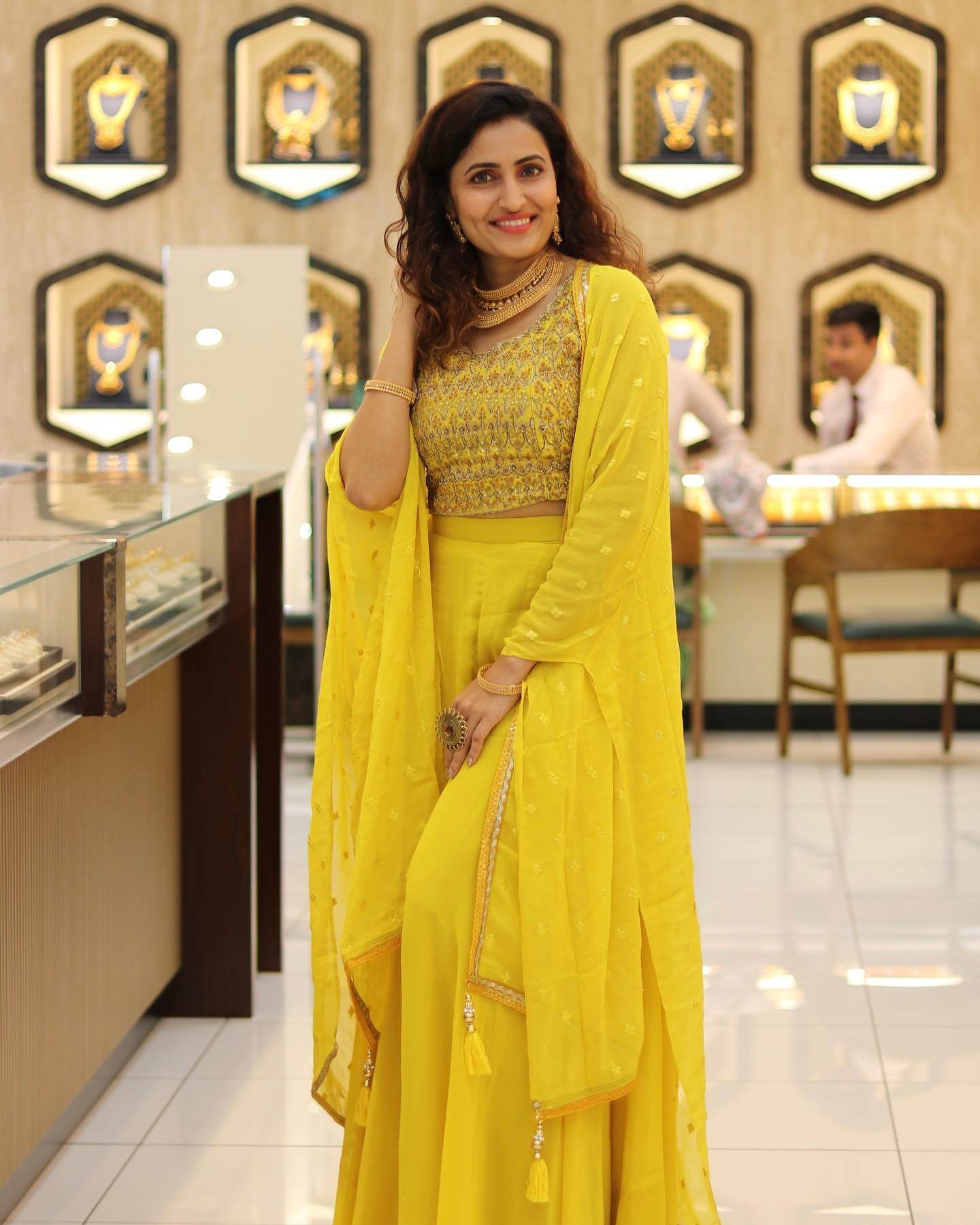 Namrata Gaikwad In Yellow Co-Ord Set With Long Jacket Perfect For Festive Wear