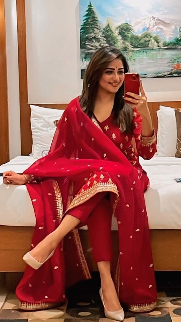 Rachita Ram Splendid Look In Red Suit Set Perfect New Bridal Ethnic Wear