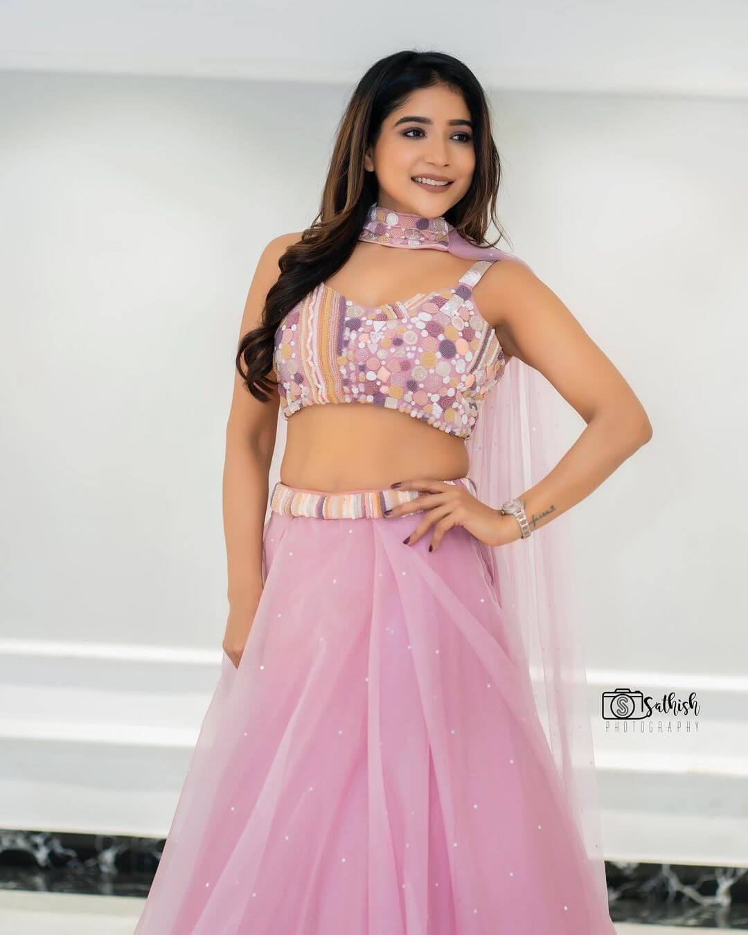 Sakshi Agarwal Ramp Walk Look In Lavender Embellished Princess Lehenga Set