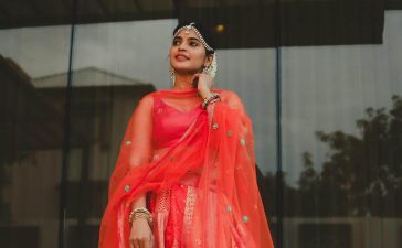 Sanchita Shetty Looking Beautiful In Red Banarasi Silk Lehenga