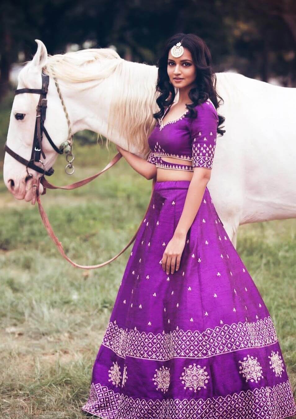 Shanvi Srivastav Breathtaking Look In Purple Lehenga