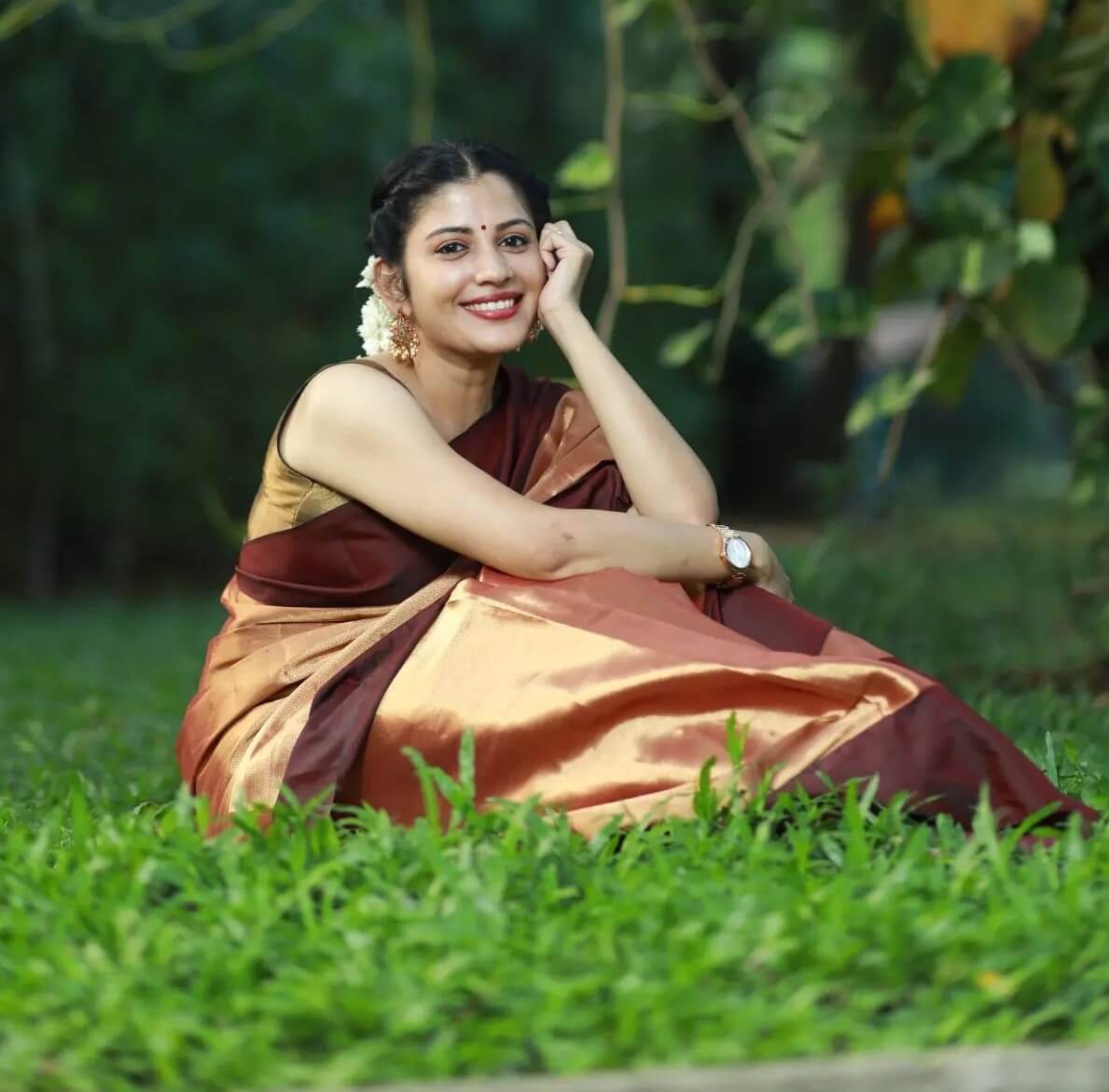 Sshivada Shine As Bright As Her Metallic Silk Saree  Paired With Golden Blouse
