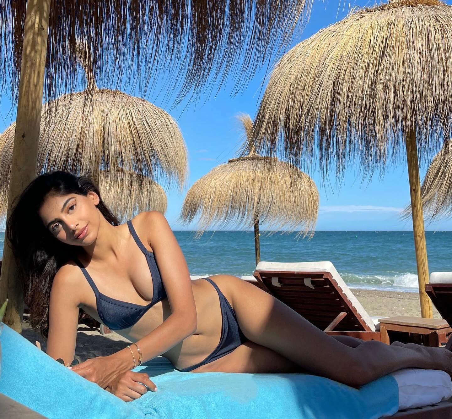 Beach Girl Banita Sandhu Enjoying Her Holidays In Spain Wearing Black Bikini - Glamorous Western Outfits Looks