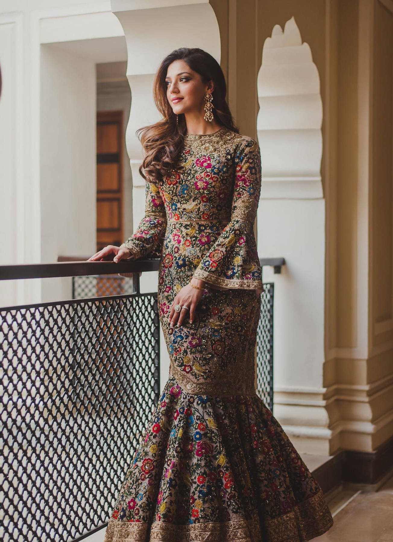 Gorgeous Mehreen Pirzada Floral Embroidered Long Mermaid Contemporary Dress Awestruck Looks & Glamorous Outfits