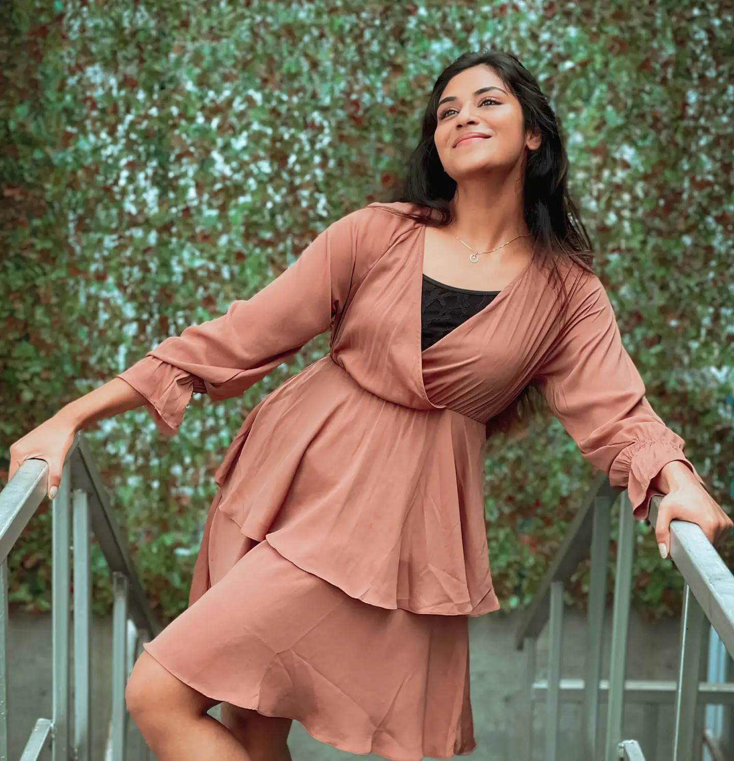 Indhuja In Dusky Pink Multilayer Fit & Flare Dress - Traditional & Western Outfits
