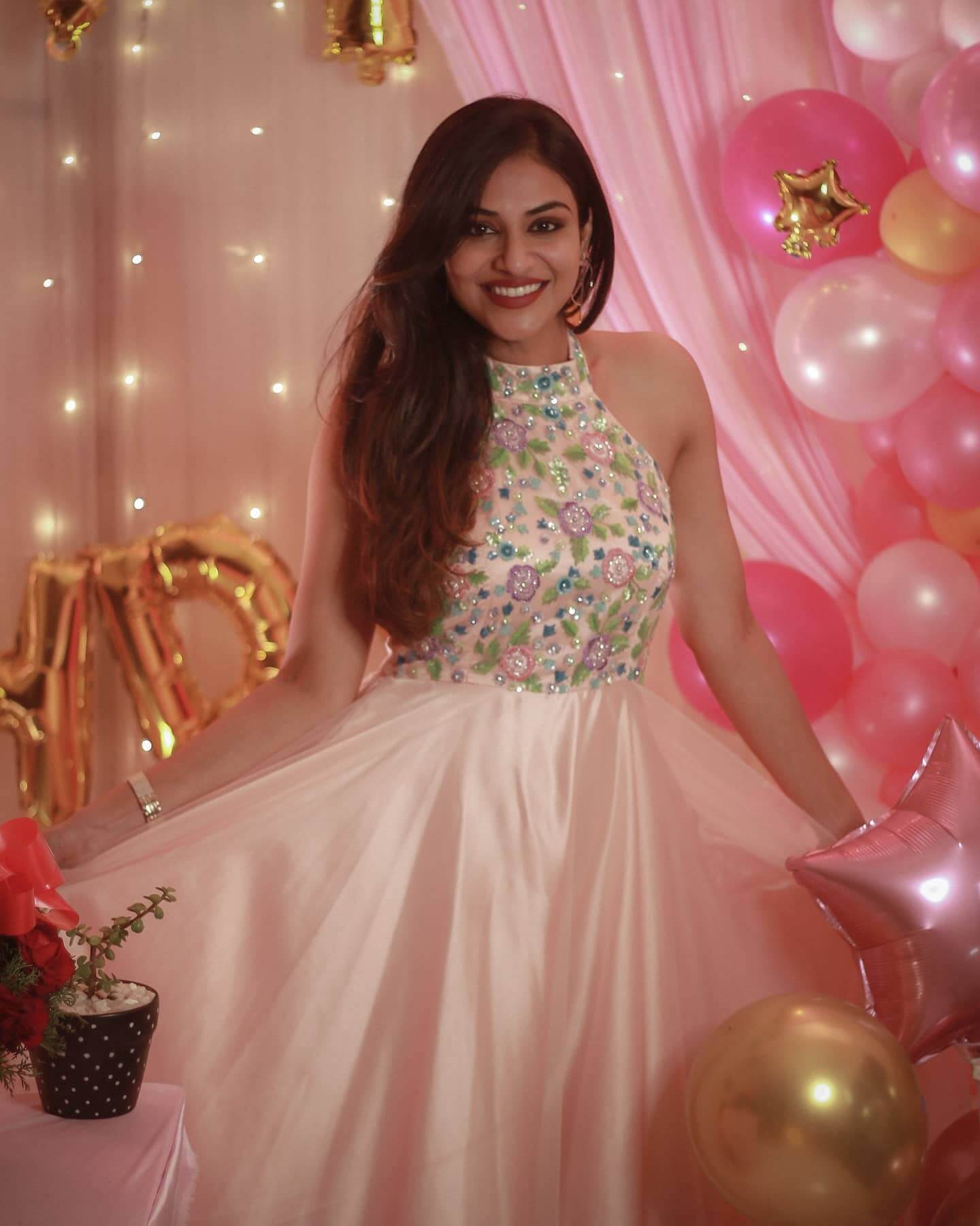 Indhuja Look Pretty IN Pink Halter Neck Fit & Flare Gown - Traditional & Western Outfits