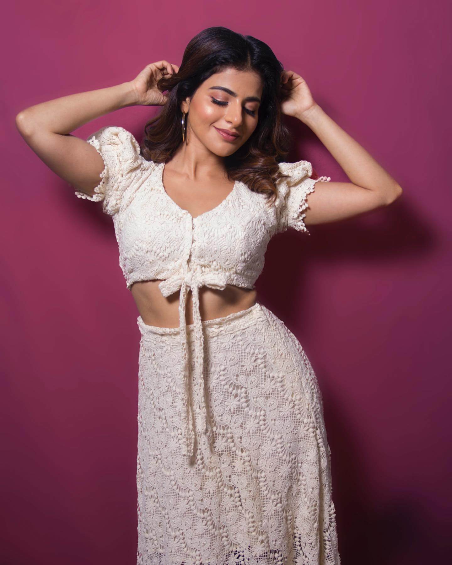 Iswarya Menon Look Gorgeous In White Lace Co-Ord Set Lovely Outfits & Looks
