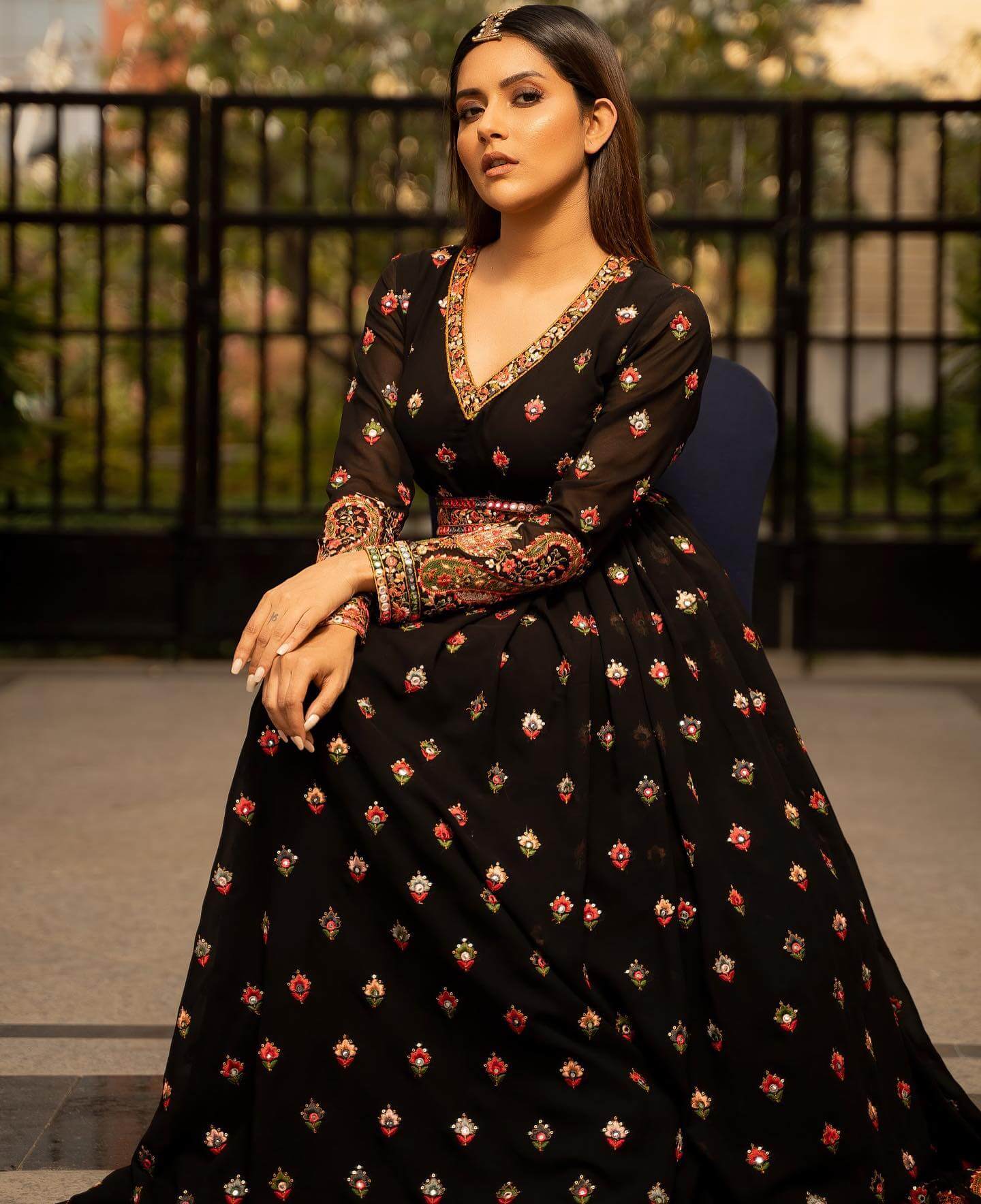 Mahima Nambiar In Black Georgette Indo Western Gown With Kashmiri Embroidery Detailing Fabulous, Festive Outfits And Looks