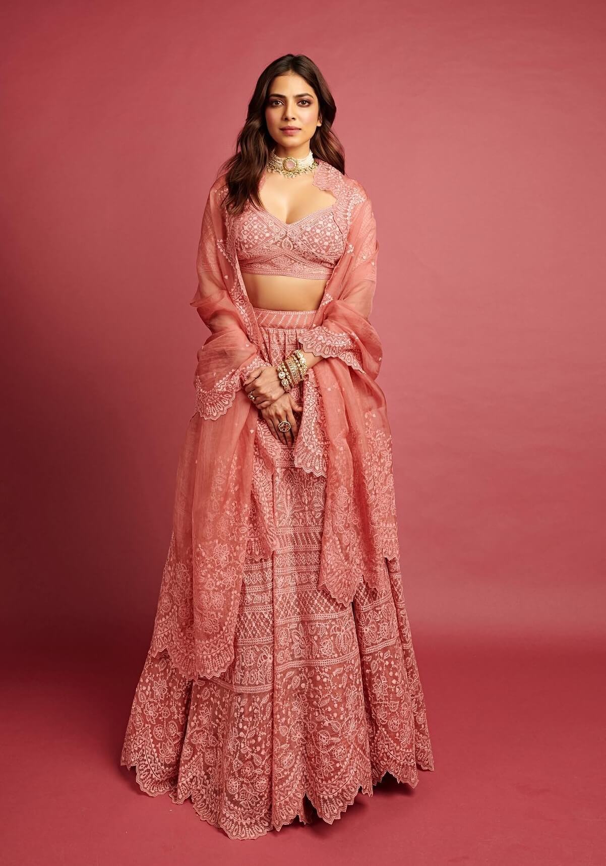 Malavika Mohanan Mesmerizing Look In Pink Embroidered Lehenga - Traditional & Tempting Outfits & Looks