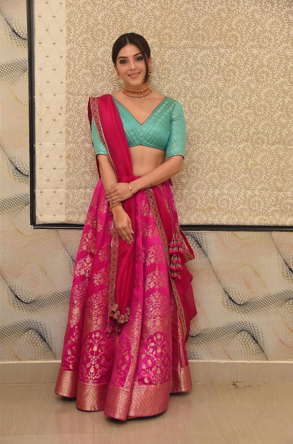 Mehreen Pirzada In Traditional Pink & Blue Silk Lehenga Looks Festive Awestruck Looks & Glamorous Outfits