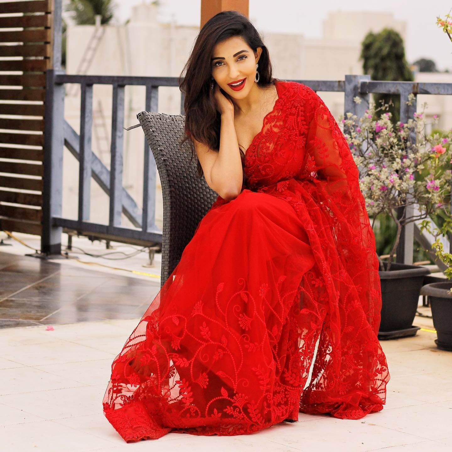 Parvathy Nair Enchantress Look In Red Net Embroidered Saree - Traditional Outfits & Looks