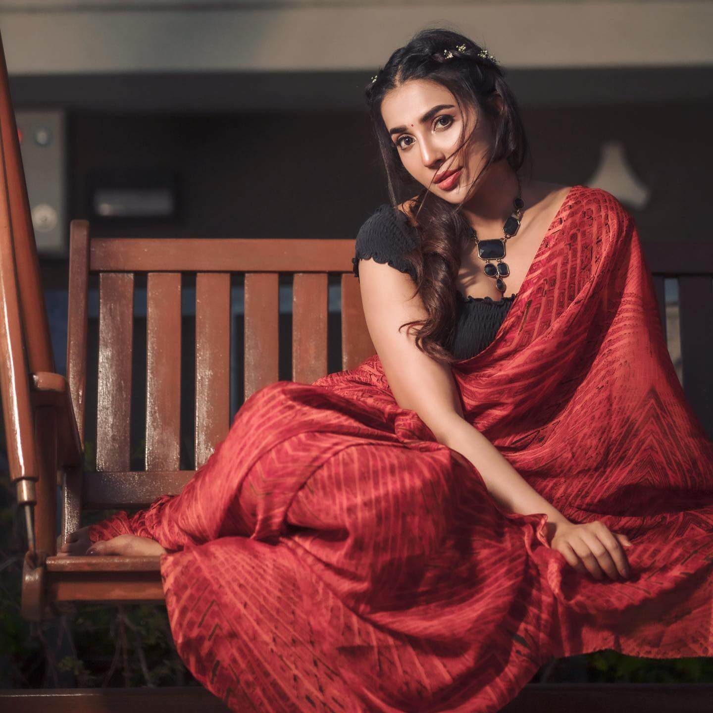 Parvathy Nair In Red Saree Paired With Black Blouse - Traditional Outfits & Looks
