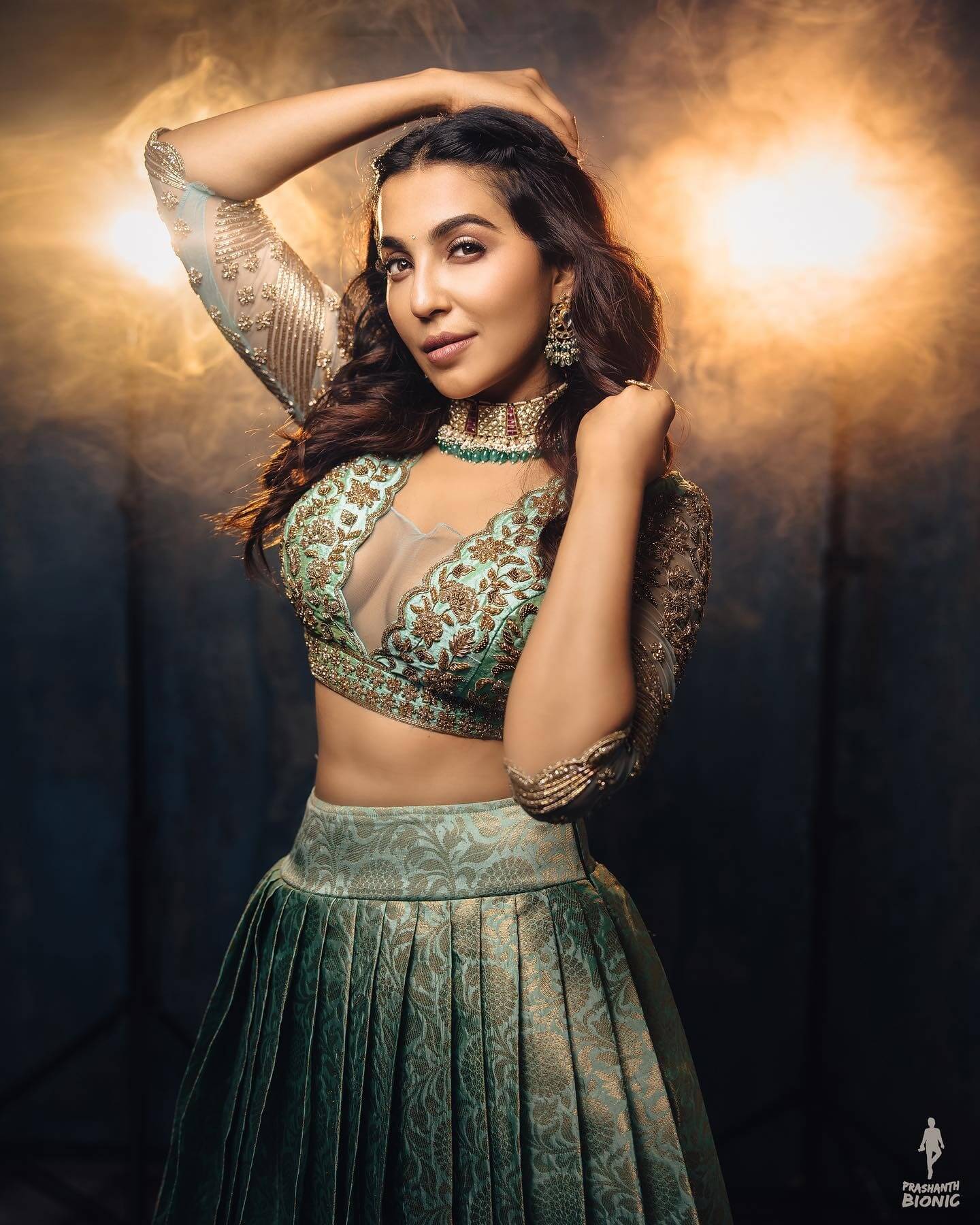 Parvathy Nair Sexy & Dazzling Look In Light Blue Silk Lehenga Set With Deep Plunging Blouse - Traditional Outfits & Looks