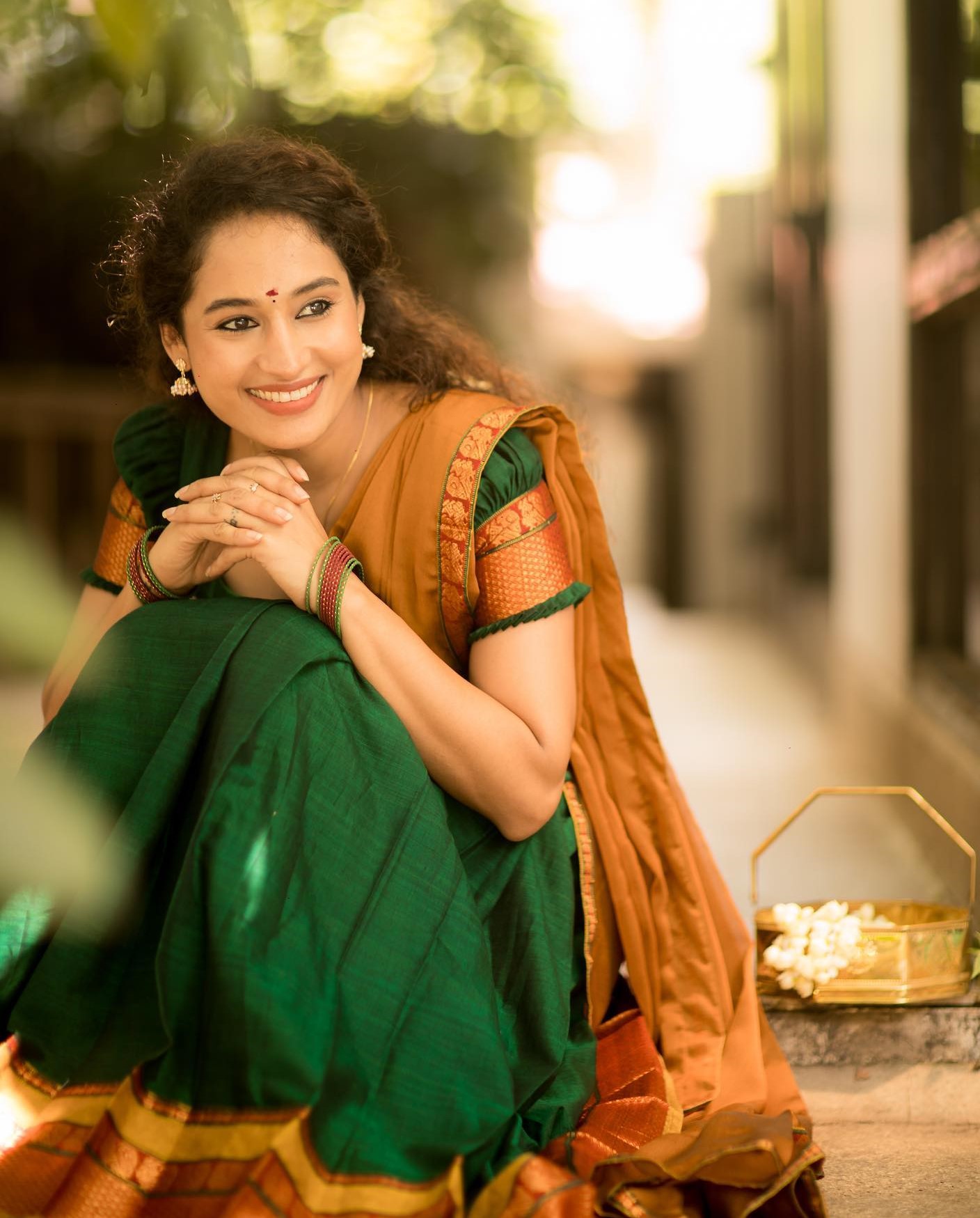 Pooja Ramachandran In Traditional South Indian Green & Golden Lehenga Choli Can Be Your Festive Wear