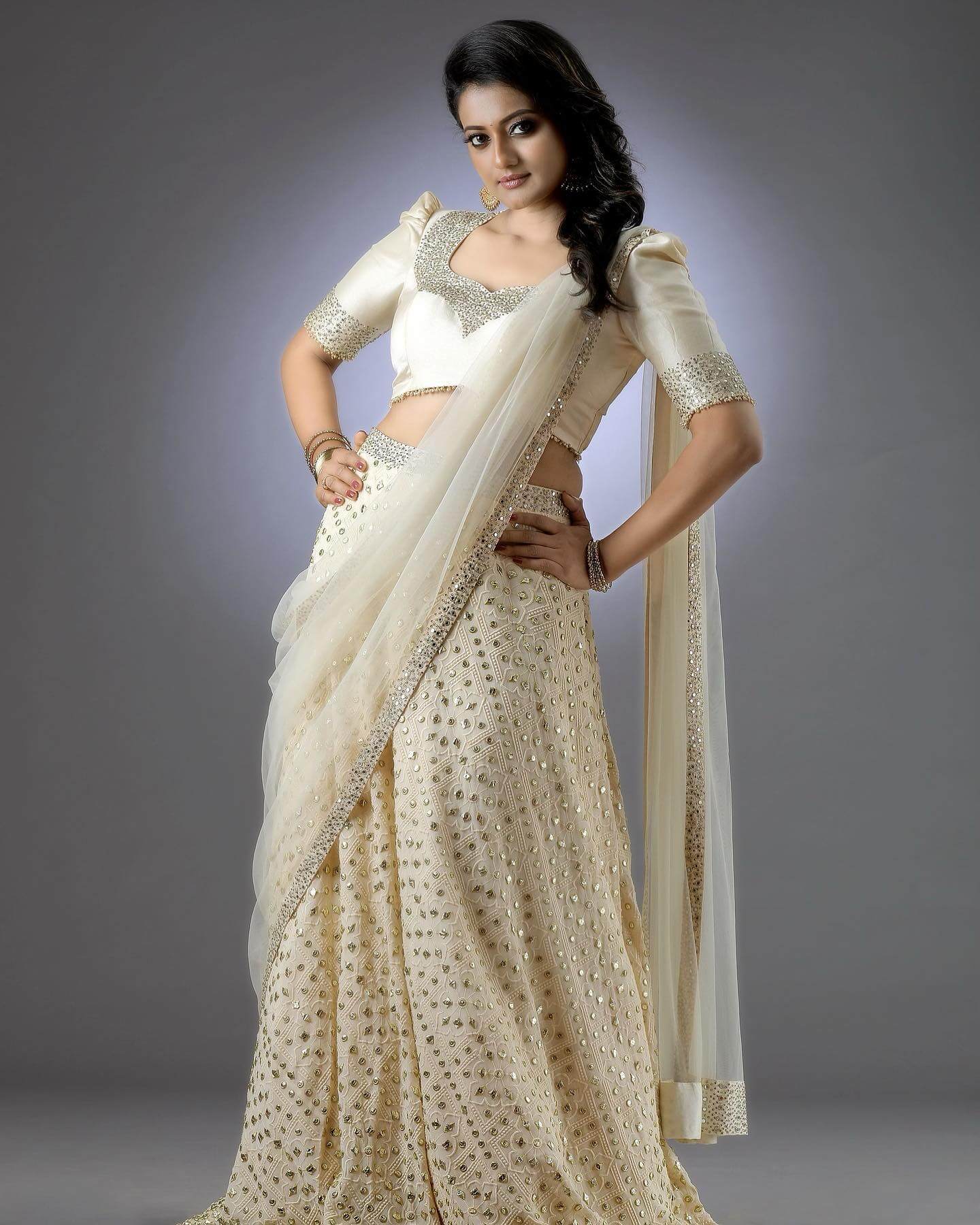 Priyanka Nair In Off White Shimmery Stone Embedded Lehenga Set Festive & Traditional Outfits Look Inspo