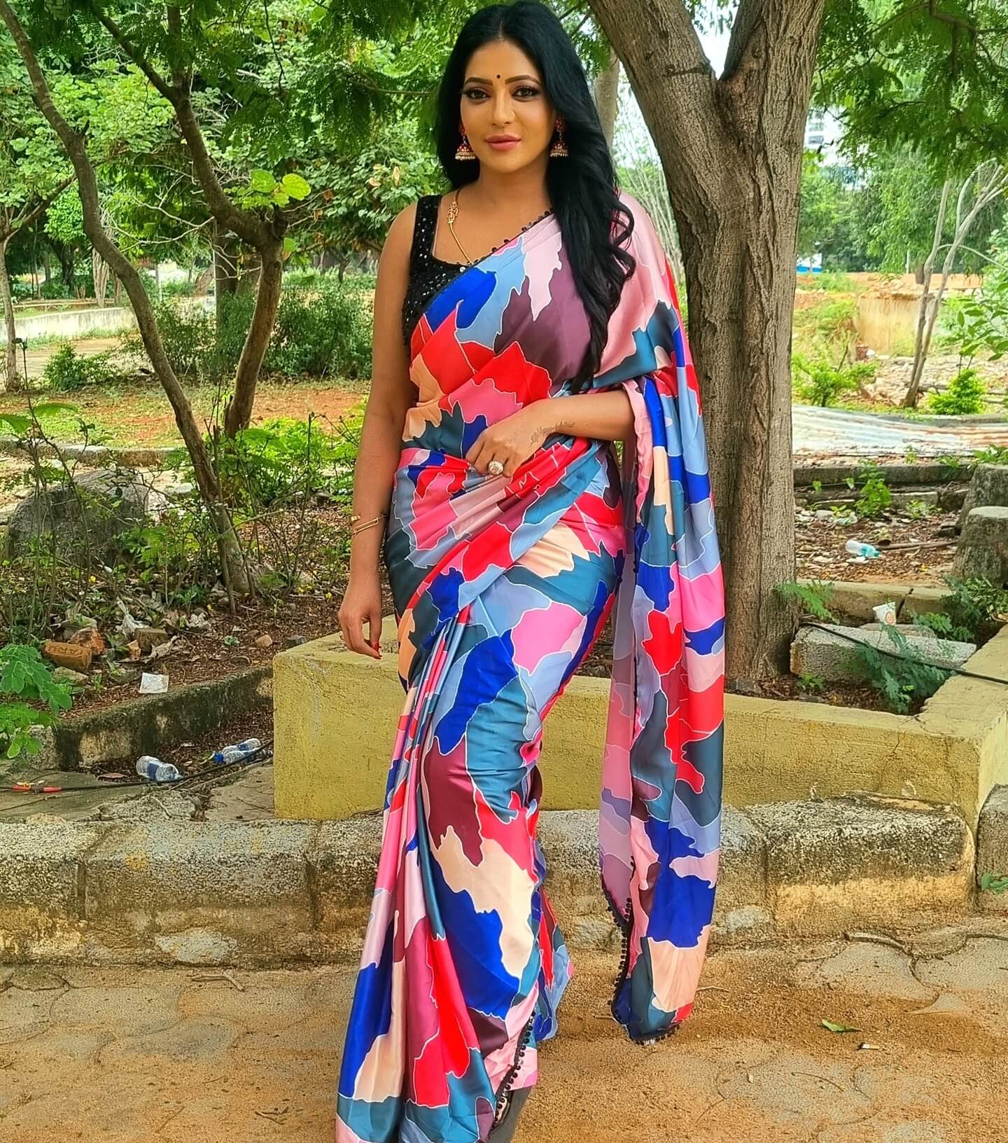 Reshma Pasupuleti In Multi-Color Crochet Work Ethnical Saree Outfits & Looks