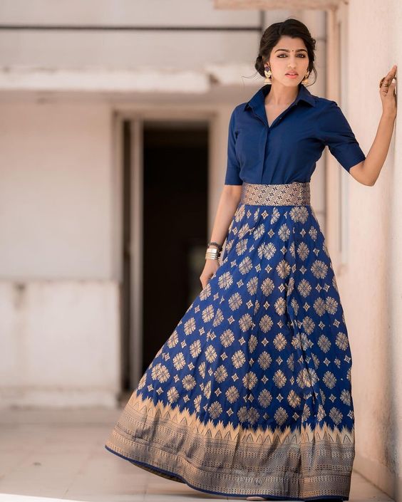 Sai Dhanshika Ensemble In Berry Blue Shirt With Silk Zari Work Silk Breathtaking Looks & Outfits