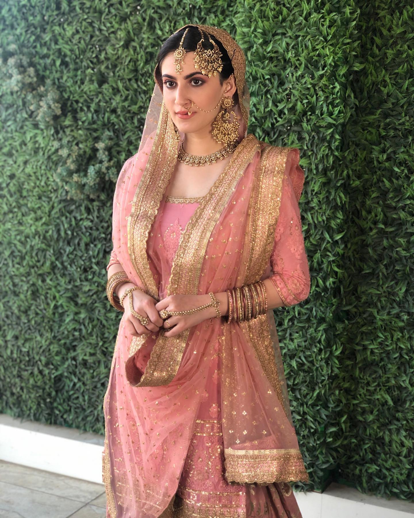 Shivaleeka Oberoi In Dusky Pink Embroidered Gotta Patti Sharara Set With Beautiful Gold Jewellery