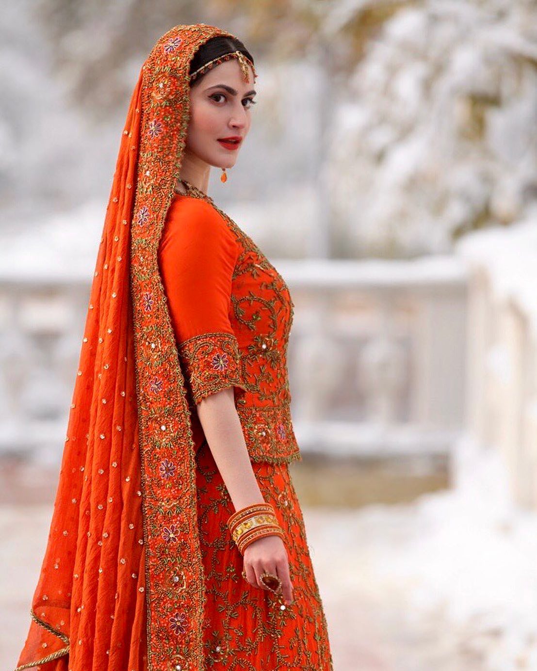 Shivaleeka Oberoi Look Enchantress In Orange Embroidered Lehenga Choli Set With Minimalist Jewellery - Exclusive Outfits & Looks