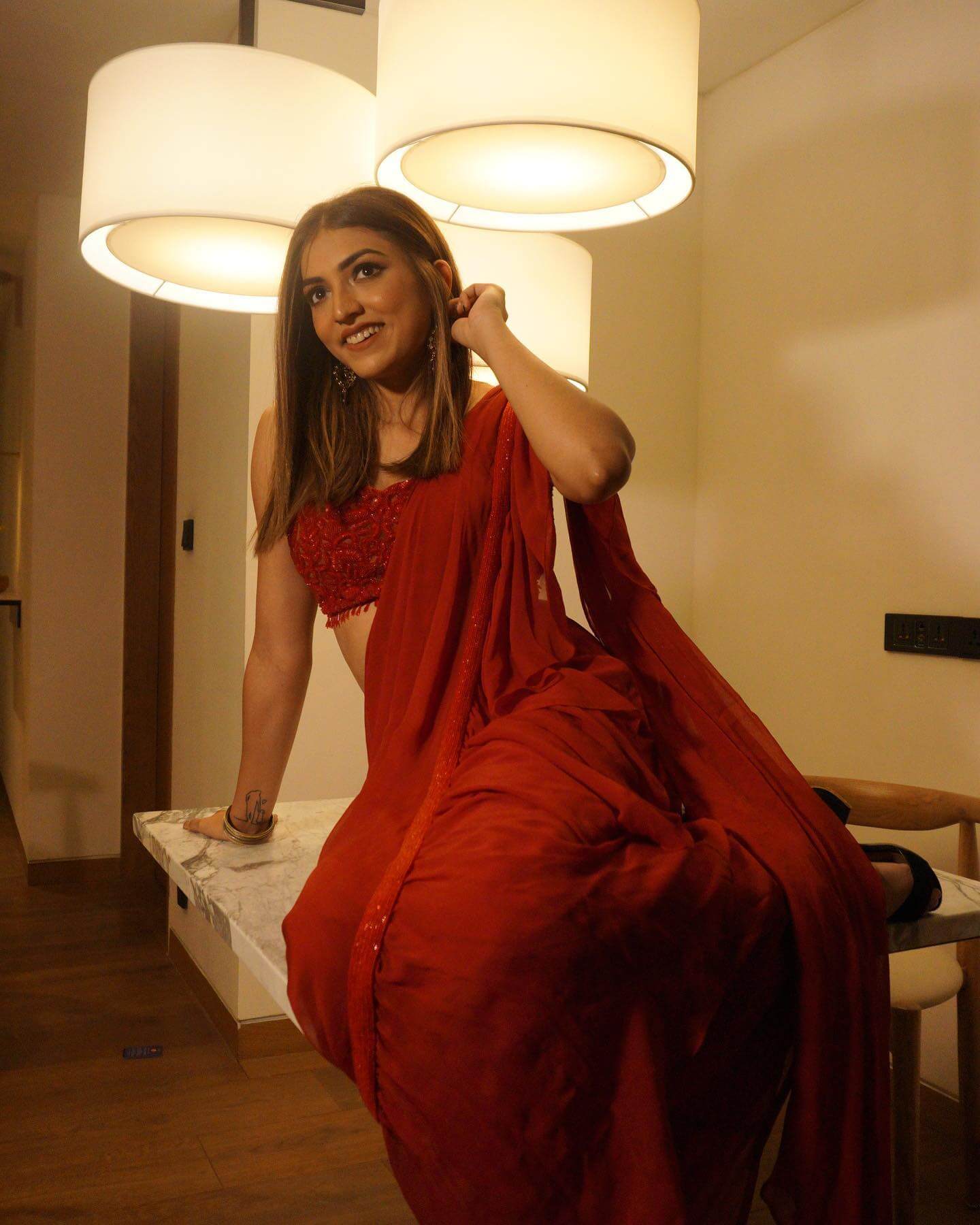 Shruti Sinha Look Beautiful In Red Saree