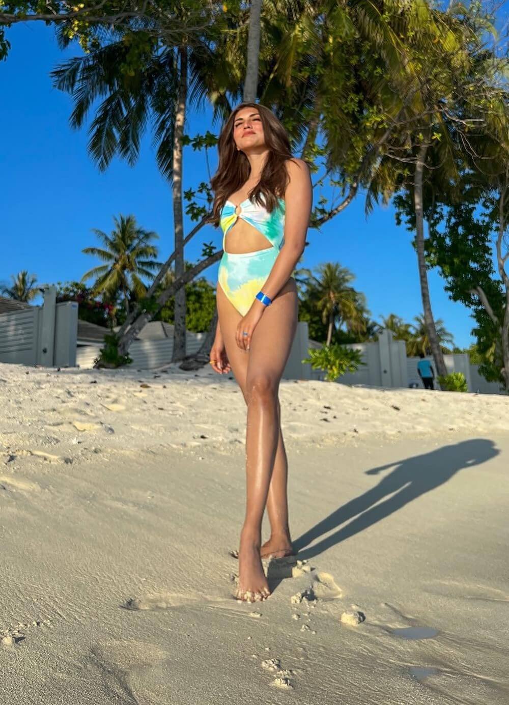 Shruti Sinha Slaying The Beach Look In Blue & Yellow Monokini