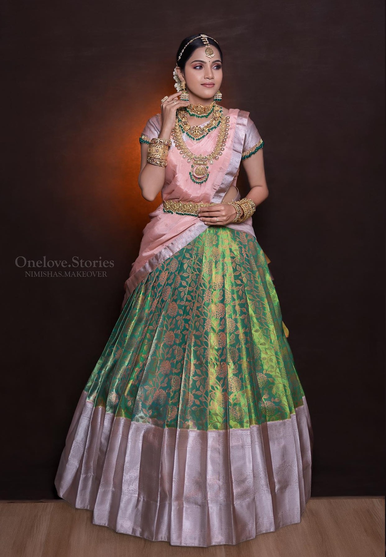 Vaishali Thaniga Set New Trend By Ditching Traditional Red Lehenga & Wearing Pink & Green Brocade Lehenga With Dedicated Bridal Outfits And Looks 