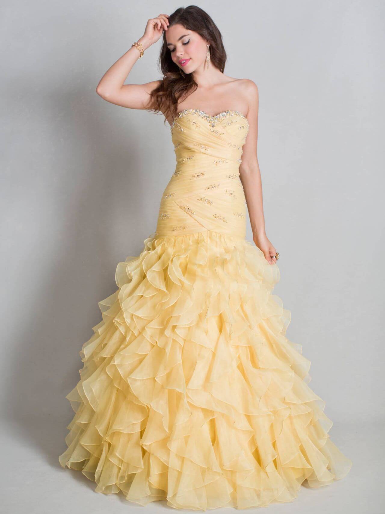 Aarika Wolf in Elegant Light Yellow Gown – Photoshoot for Private Label By G Collection - 4