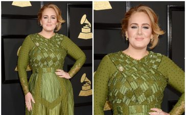 Adele Stunning Look In Green Haute Couture Dress at GRAMMY Awards