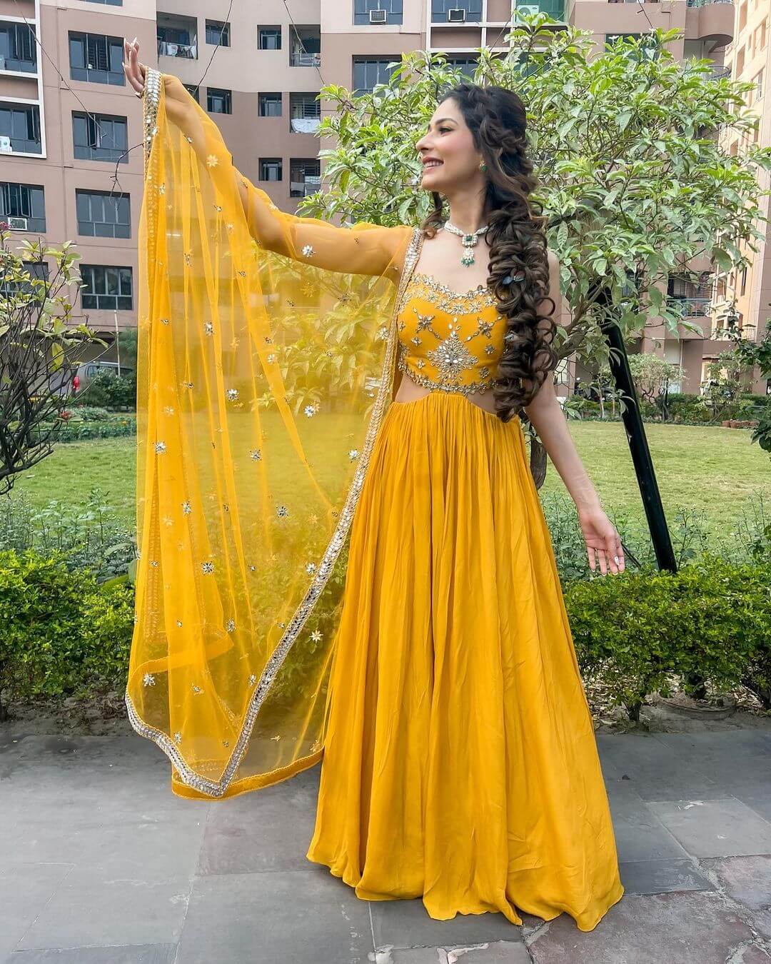 Aneri Vajani Look Drop Dead Gorgeous Yellow Layered Kurta Set Perfect Haldi Outfit