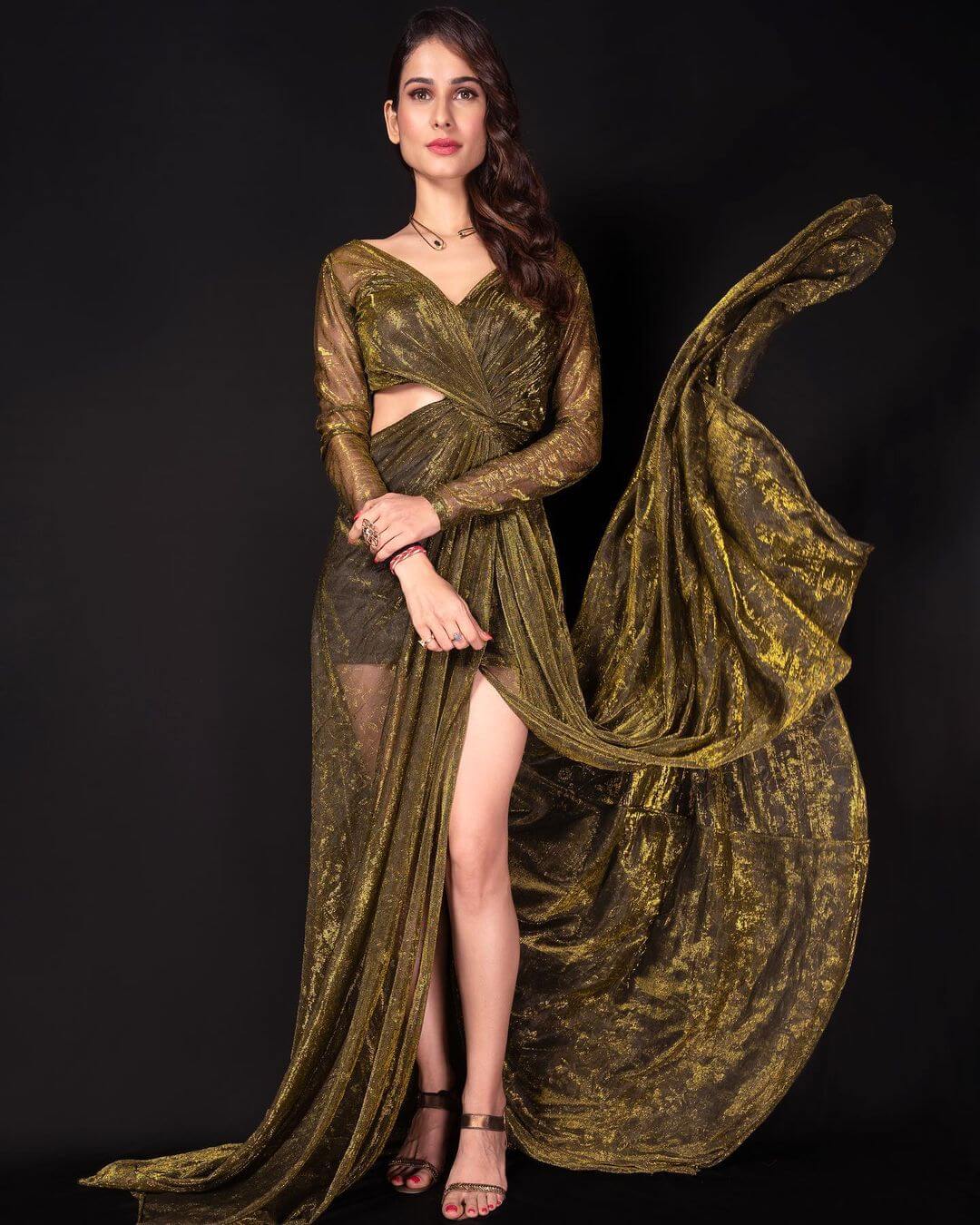 Aneri Vajani Looks Sensual In Sheer Golden See-Through Dress