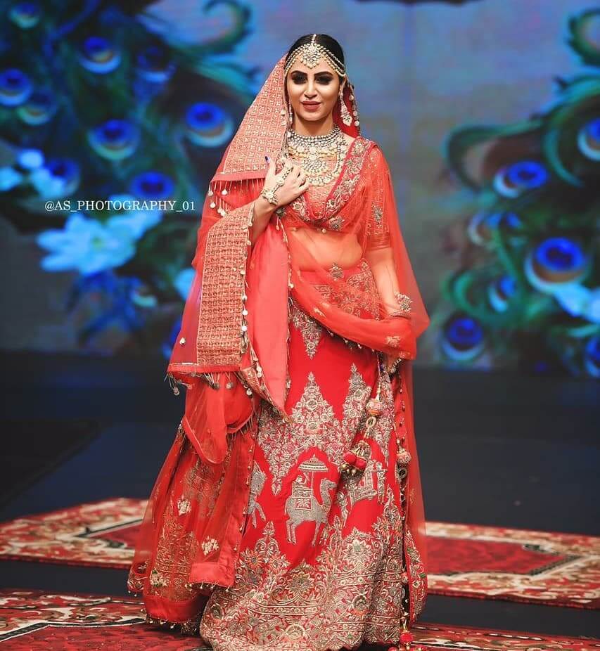 Arshi Khan In Perfect Indian Bridal Look In Red Lehenga With Heavy Bridal Jewellery