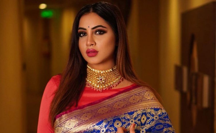 Arshi Khan Royal & Regal Look In Blue Banarasi Silk Saree Paired With Heavy Gold Choker