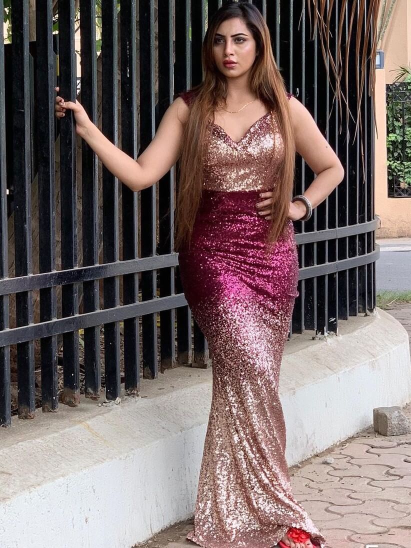 Arshi Khan Sparkle In Double Shade Cocktail Dress