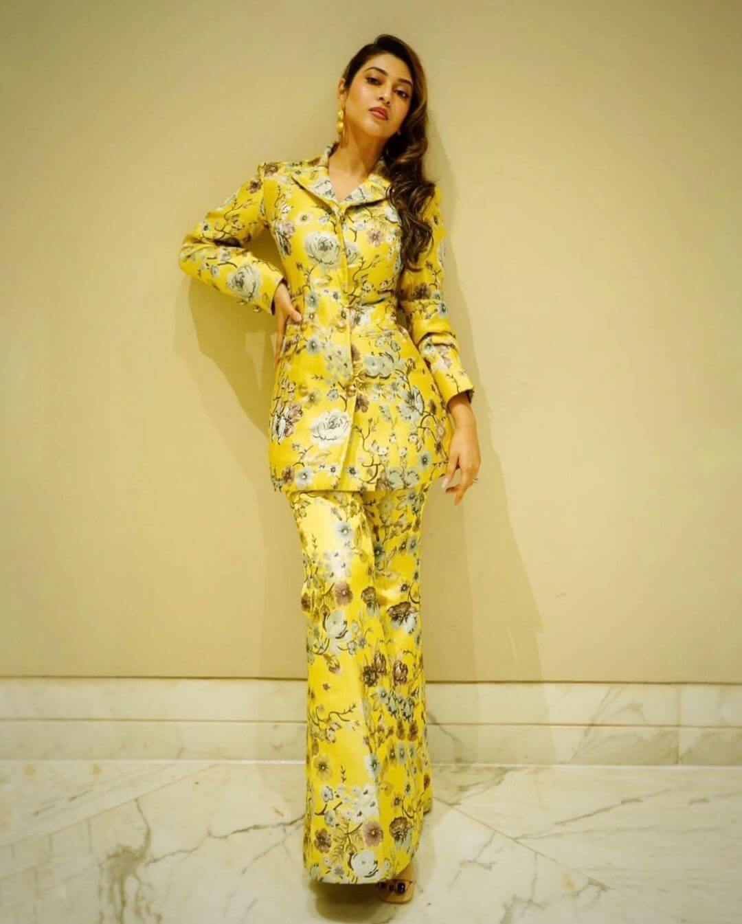 Boss Lady Sonarika Bhadoria In Yellow Floral Printed Suit Look