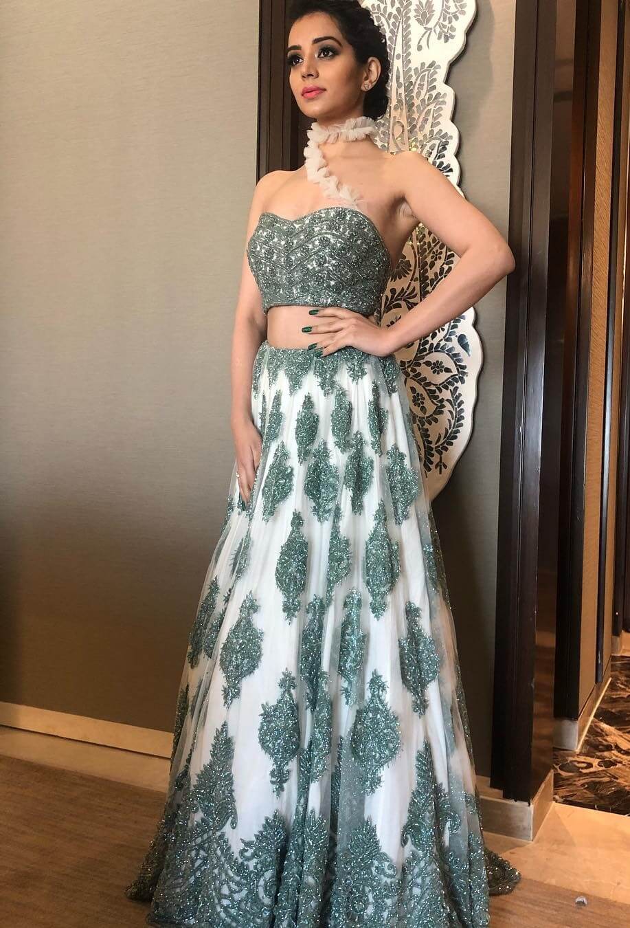 Dill Mill Gayye Fame Sukirti Kandpal In Grey Sexy Lehenga With Off Shoulder Blouse