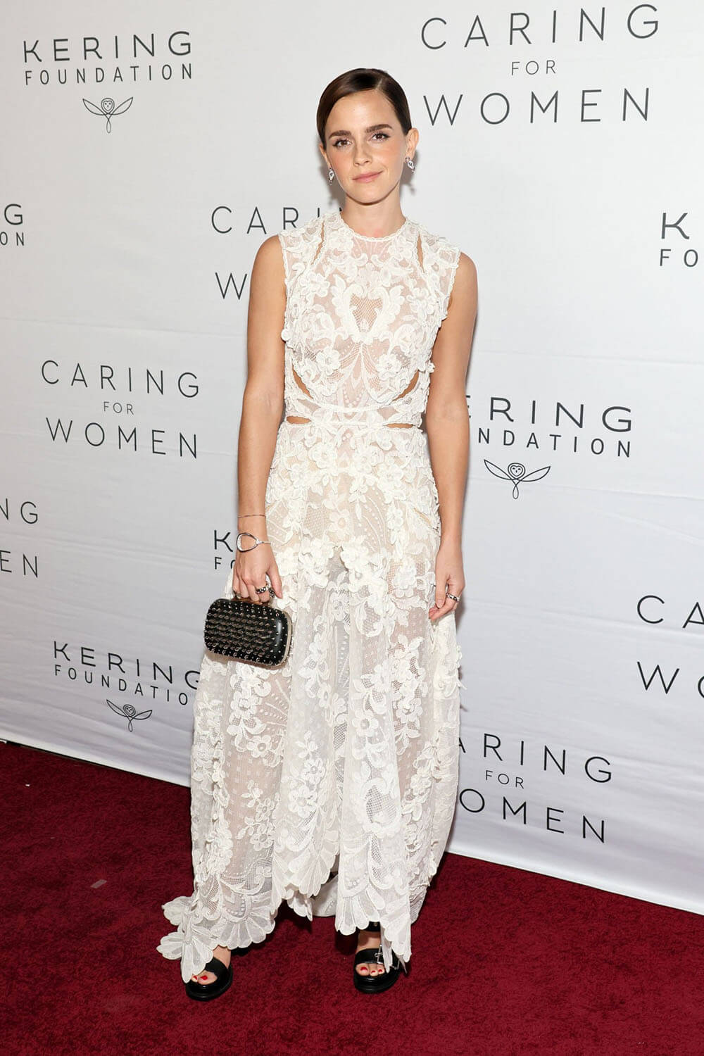 Emma Look Fabulous In Sheer White Gown