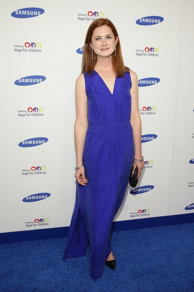Ginny Weasley Bonnie Wright In Blue V-Neckline Solid Dress