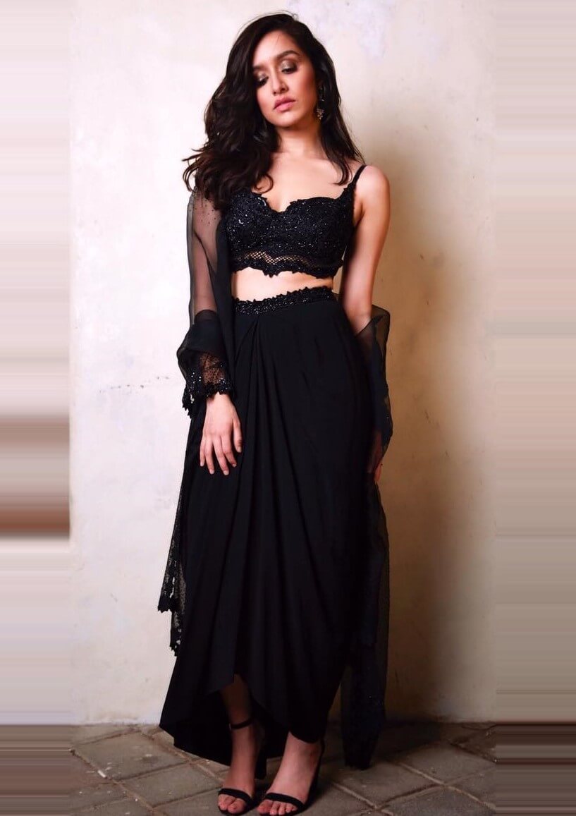 Glamorous Look of Shraddha Kapoor in a Stylish Black Lehenga