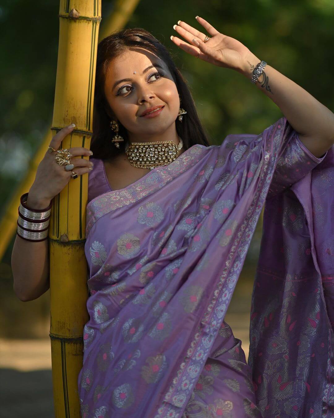 Gopi Bahu Fame Devoleena In Light Purple Banarsi Silk Saree Can Be Your Festive Ready Look Too