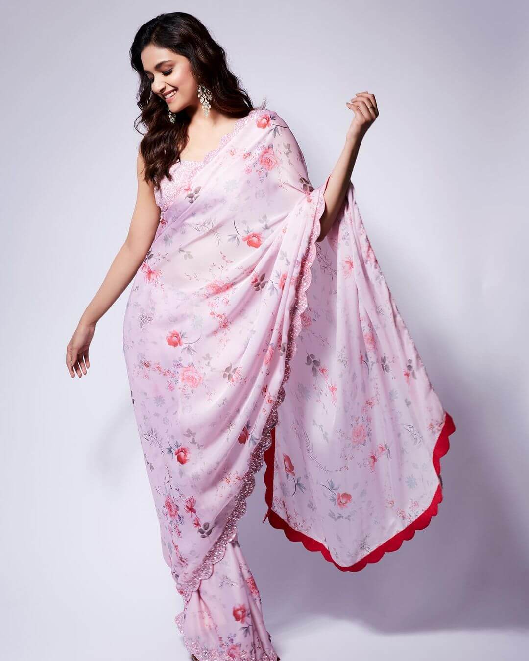 Keerthy Suresh Shines in a Pink Saree