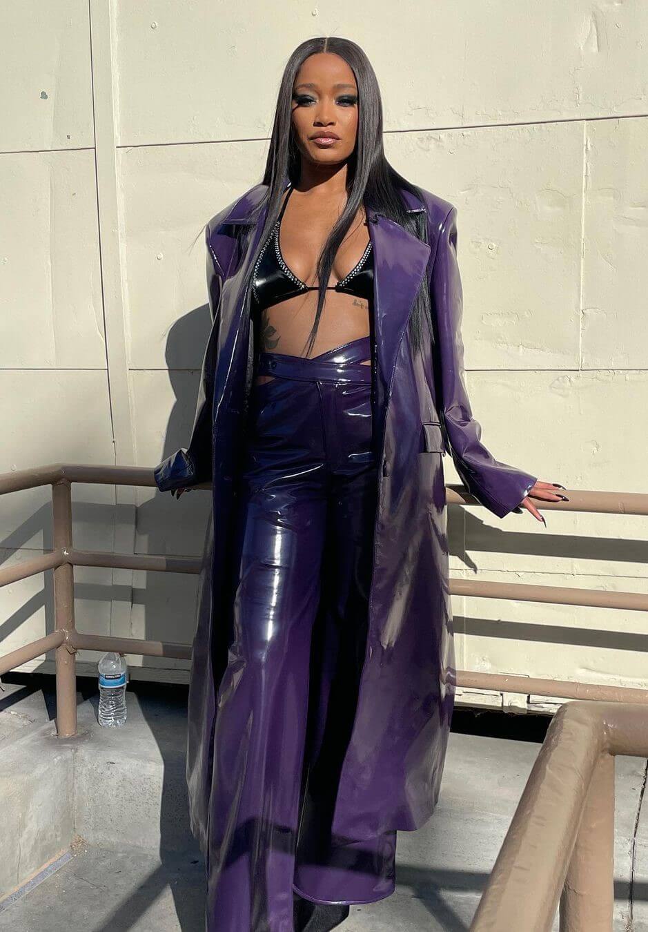 Keke Palmer Looks Extremely Gorgeous In A Purple Latex Silhouette