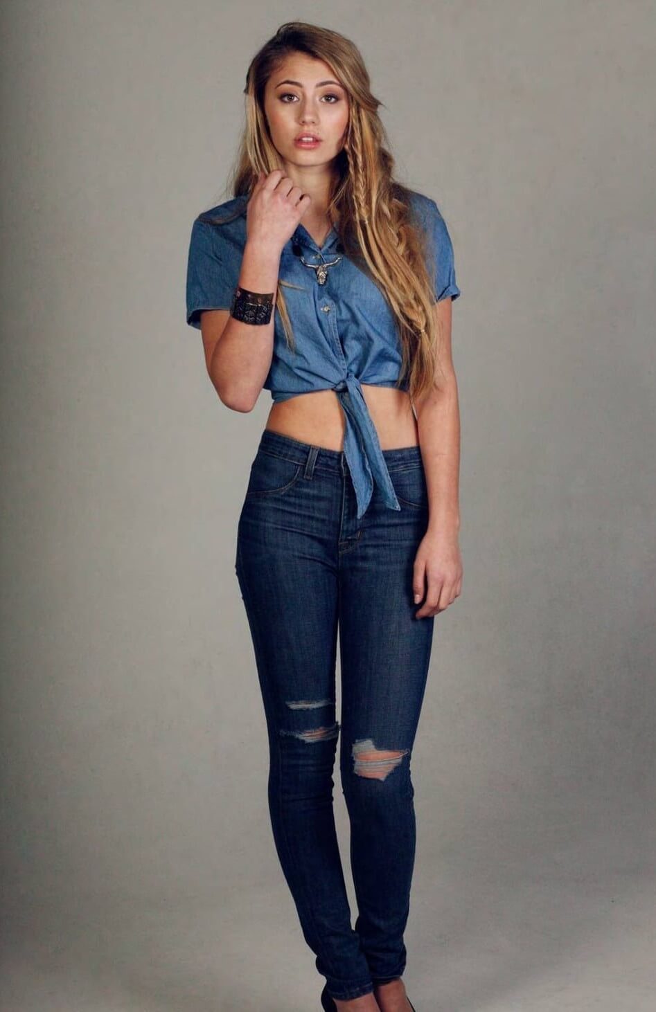 Lia Marie Johnson in Hot Denim Outfit