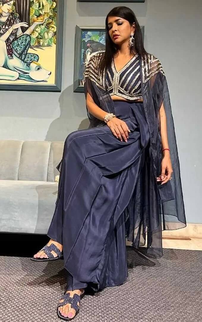 Manchu Lakshmi In Deep Blue 3-Piece