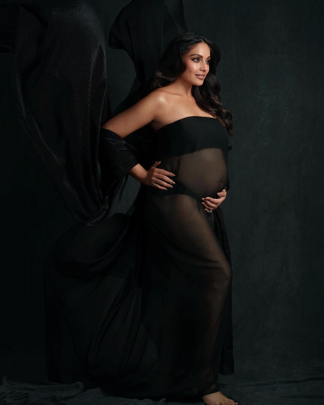 New Mommy Bipasha Basu Look Tempting In Black See Through Dress In Her Maternity Shoot