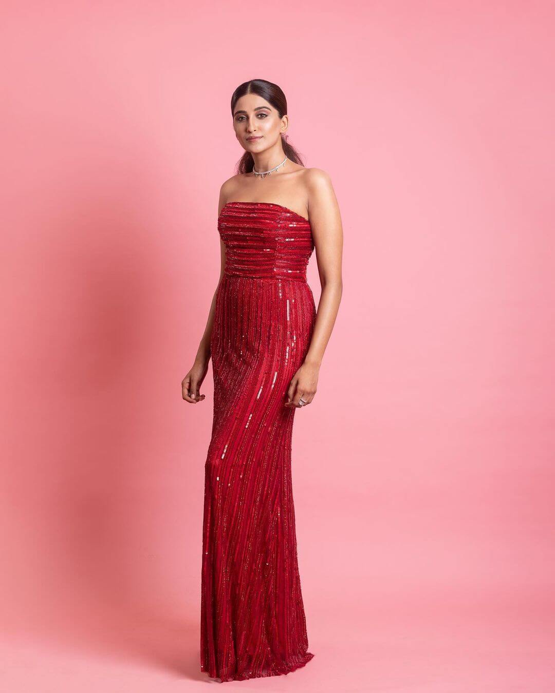 Nimrit Kaur Ahluwalia Sizzles In Red Hot Glittery Cocktail Dress